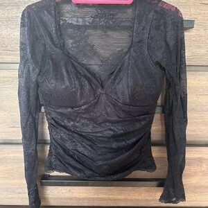 Abercrombie & Fitch Black Lace Long Sleeve Top